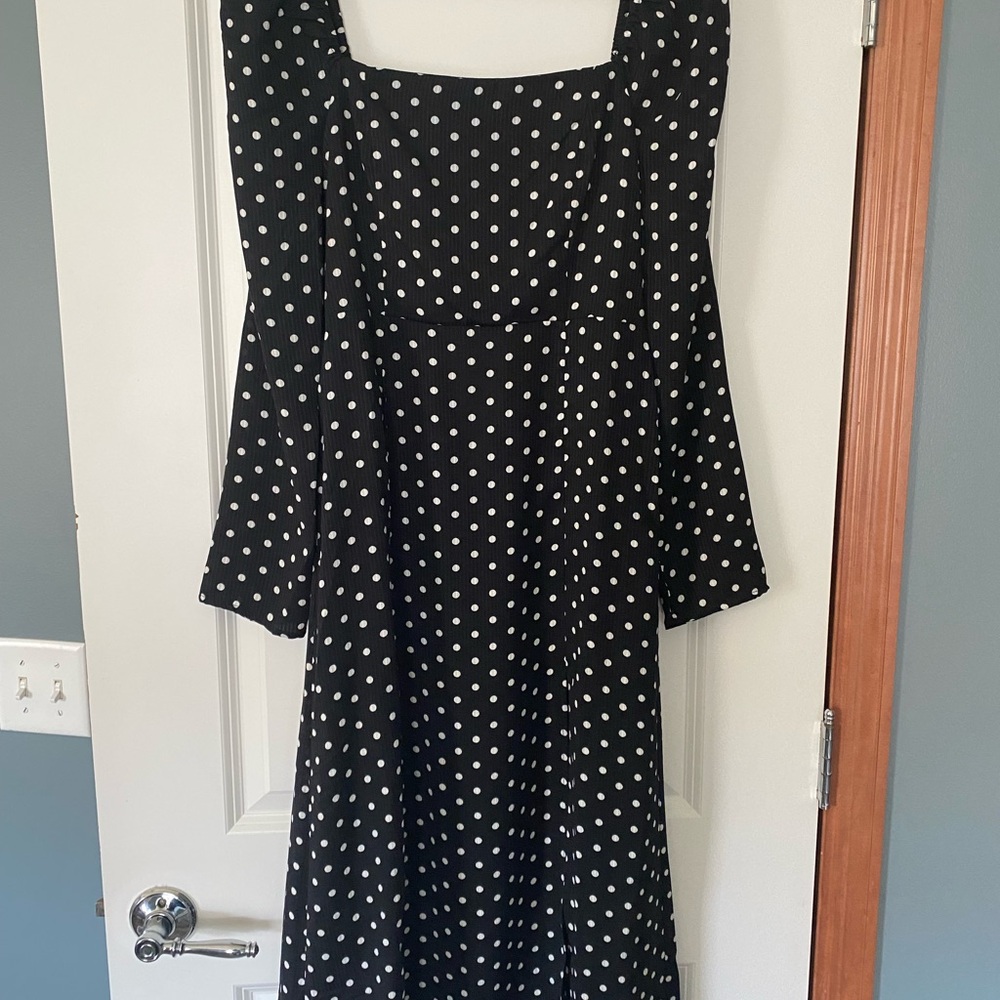 Lulu's Black Dress with White Polka Dots